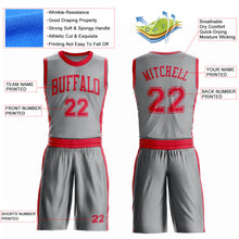 Load image into Gallery viewer, Custom Gray Red Round Neck Suit Basketball Jersey
