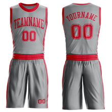 Load image into Gallery viewer, Custom Gray Red Round Neck Suit Basketball Jersey
