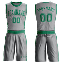 Load image into Gallery viewer, Custom Gray Kelly Green Round Neck Suit Basketball Jersey
