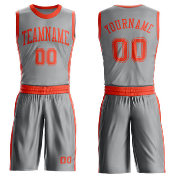 Custom Gray Orange Round Neck Suit Basketball Jersey