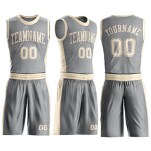 Laden Sie das Bild in den Galerie-Viewer, Custom Gray Cream Round Neck Suit Basketball Jersey
