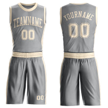 Laden Sie das Bild in den Galerie-Viewer, Custom Gray Cream Round Neck Suit Basketball Jersey
