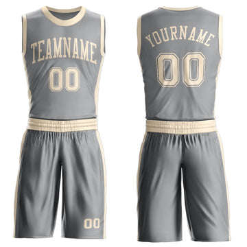 Custom Gray Cream Round Neck Suit Basketball Jersey
