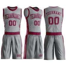 Laden Sie das Bild in den Galerie-Viewer, Custom Gray Maroon Round Neck Suit Basketball Jersey
