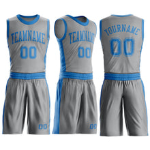Laden Sie das Bild in den Galerie-Viewer, Custom Gray Blue Round Neck Suit Basketball Jersey
