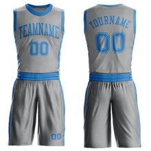 Laden Sie das Bild in den Galerie-Viewer, Custom Gray Blue Round Neck Suit Basketball Jersey
