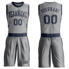 Laden Sie das Bild in den Galerie-Viewer, Custom Gray Navy Round Neck Suit Basketball Jersey
