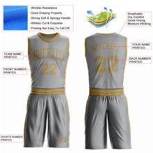 Laden Sie das Bild in den Galerie-Viewer, Custom Gray Old Gold Round Neck Suit Basketball Jersey
