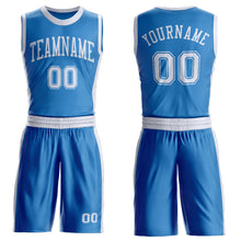 Laden Sie das Bild in den Galerie-Viewer, Custom Blue White Round Neck Suit Basketball Jersey
