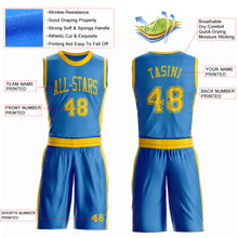 Laden Sie das Bild in den Galerie-Viewer, Custom Blue Gold Round Neck Suit Basketball Jersey

