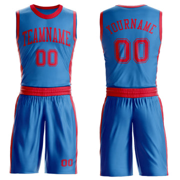 Custom Blue Red Round Neck Suit Basketball Jersey