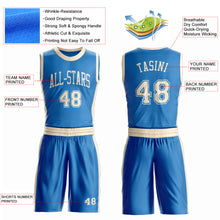 Laden Sie das Bild in den Galerie-Viewer, Custom Blue Cream Round Neck Suit Basketball Jersey
