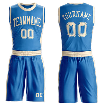 Custom Blue Cream Round Neck Suit Basketball Jersey