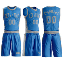 Laden Sie das Bild in den Galerie-Viewer, Custom Blue Gray Round Neck Suit Basketball Jersey
