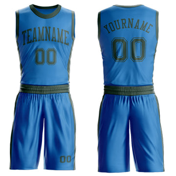 Custom Blue Green Round Neck Suit Basketball Jersey
