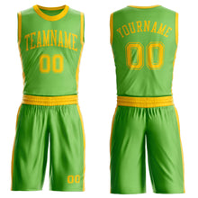 Laden Sie das Bild in den Galerie-Viewer, Custom Neon Green Gold Round Neck Suit Basketball Jersey
