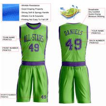 Laden Sie das Bild in den Galerie-Viewer, Custom Neon Green Purple Round Neck Suit Basketball Jersey
