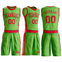 Laden Sie das Bild in den Galerie-Viewer, Custom Neon Green Red Round Neck Suit Basketball Jersey
