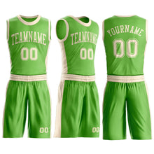 Laden Sie das Bild in den Galerie-Viewer, Custom Neon Green Cream Round Neck Suit Basketball Jersey

