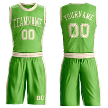 Laden Sie das Bild in den Galerie-Viewer, Custom Neon Green Cream Round Neck Suit Basketball Jersey

