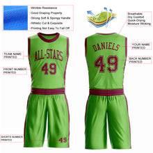 Laden Sie das Bild in den Galerie-Viewer, Custom Neon Green Maroon Round Neck Suit Basketball Jersey
