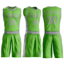 Laden Sie das Bild in den Galerie-Viewer, Custom Neon Green Gray Round Neck Suit Basketball Jersey
