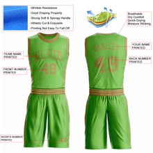 Laden Sie das Bild in den Galerie-Viewer, Custom Neon Green Old Gold Round Neck Suit Basketball Jersey
