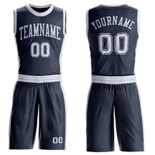 Laden Sie das Bild in den Galerie-Viewer, Custom Navy White Round Neck Suit Basketball Jersey
