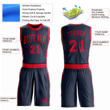 Laden Sie das Bild in den Galerie-Viewer, Custom Navy Red Round Neck Suit Basketball Jersey
