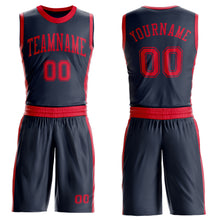 Laden Sie das Bild in den Galerie-Viewer, Custom Navy Red Round Neck Suit Basketball Jersey
