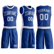 Laden Sie das Bild in den Galerie-Viewer, Custom Royal White Round Neck Suit Basketball Jersey
