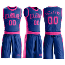 Laden Sie das Bild in den Galerie-Viewer, Custom Royal Pink Round Neck Suit Basketball Jersey
