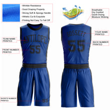 Load image into Gallery viewer, Custom Royal Black Round Neck Suit Basketball Jersey

