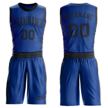 Load image into Gallery viewer, Custom Royal Black Round Neck Suit Basketball Jersey
