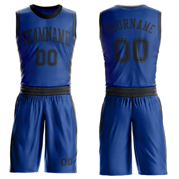 Custom Royal Black Round Neck Suit Basketball Jersey