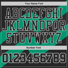 Load image into Gallery viewer, Custom White Black Green-Gold Wave Geometric Stripe Round Neck Sublimation Basketball Suit Jersey
