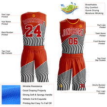 Загрузить изображение в средство просмотра галереи, Custom Orange Red Black White-Gold Wave Stripe Round Neck Sublimation Basketball Suit Jersey
