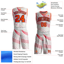 Charger l'image dans la galerie, Custom White Orange Neon Pink Old Gold-Navy Wave Stripe Round Neck Sublimation Basketball Suit Jersey
