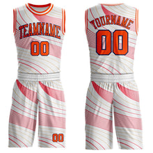 Charger l'image dans la galerie, Custom White Orange Neon Pink Old Gold-Navy Wave Stripe Round Neck Sublimation Basketball Suit Jersey
