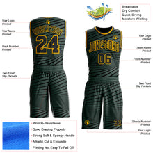 Загрузить изображение в средство просмотра галереи, Custom Gray Black-Gold Radial Stripe Round Neck Sublimation Basketball Suit Jersey
