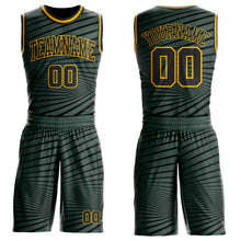 Загрузить изображение в средство просмотра галереи, Custom Gray Black-Gold Radial Stripe Round Neck Sublimation Basketball Suit Jersey

