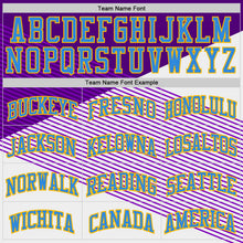 Load image into Gallery viewer, Custom White Powder Blue Purple-Gold Diagonal Stripe Round Neck Sublimation Basketball Suit Jersey
