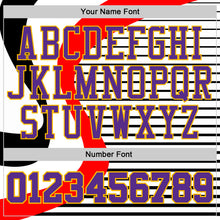 Load image into Gallery viewer, Custom White Purple Red-Gold Wave Stripe Round Neck Sublimation Basketball Suit Jersey
