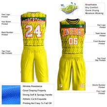 Загрузить изображение в средство просмотра галереи, Custom Yellow White Green Gray Orange-Navy Lightning Stripe Round Neck Sublimation Basketball Suit Jersey
