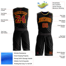 Charger l'image dans la galerie, Custom Black Crimson Gray Gold Navy-Yellow Gradient Grid Stripe Round Neck Sublimation Basketball Suit Jersey

