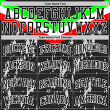 Charger l'image dans la galerie, Custom Black Neon Green Red-White Geometric Chevron Stripe Paint Splatter Round Neck Sublimation Basketball Suit Jersey
