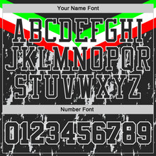 Charger l'image dans la galerie, Custom Black Neon Green Red-White Geometric Chevron Stripe Paint Splatter Round Neck Sublimation Basketball Suit Jersey
