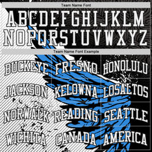 Laden Sie das Bild in den Galerie-Viewer, Custom Black White-Blue Wing Splash Ink Boho Style Round Neck Sublimation Basketball Uniform Jersey
