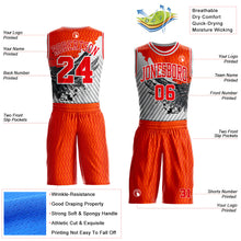 Laden Sie das Bild in den Galerie-Viewer, Custom Orange Fire Red Gray-White Wing Splash Ink Wave Boho Style Round Neck Sublimation Basketball Uniform Jersey
