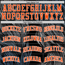 Laden Sie das Bild in den Galerie-Viewer, Custom Black Orange-White Abstract Feather Boho Style Round Neck Sublimation Basketball Uniform Jersey
